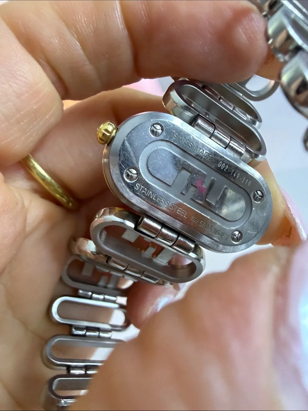 Fendi Two-Tone Gold and Silver Oval Dial Bracelet Watch